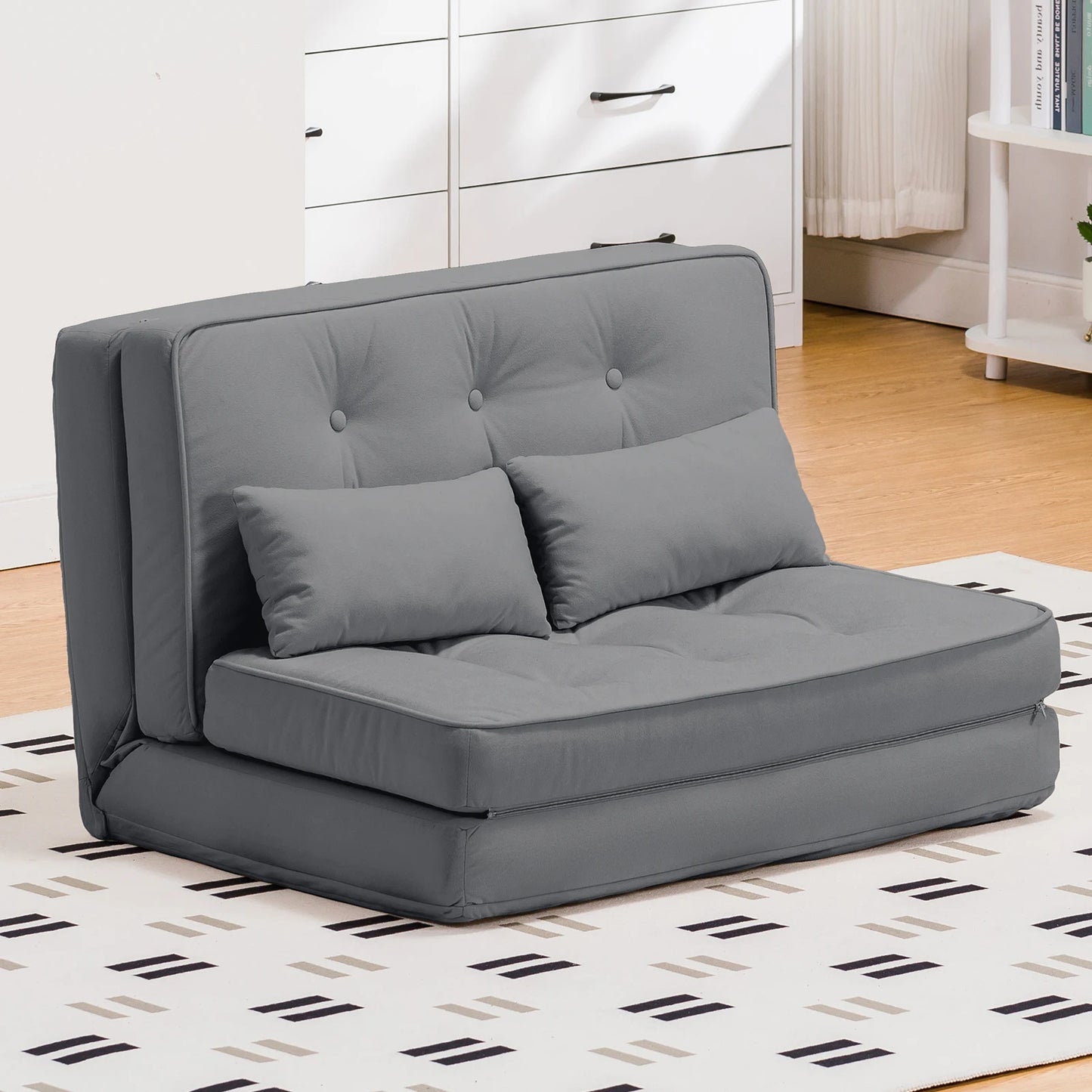 COMHOMA Folding Sofa Bed, Convertible Sleeper Chair, Fold Out Chair with Adjustable Backrest & Pillows for Living Room