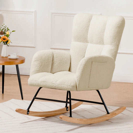 Nursery Rocking Chair Teddy Glider With Side Pockets