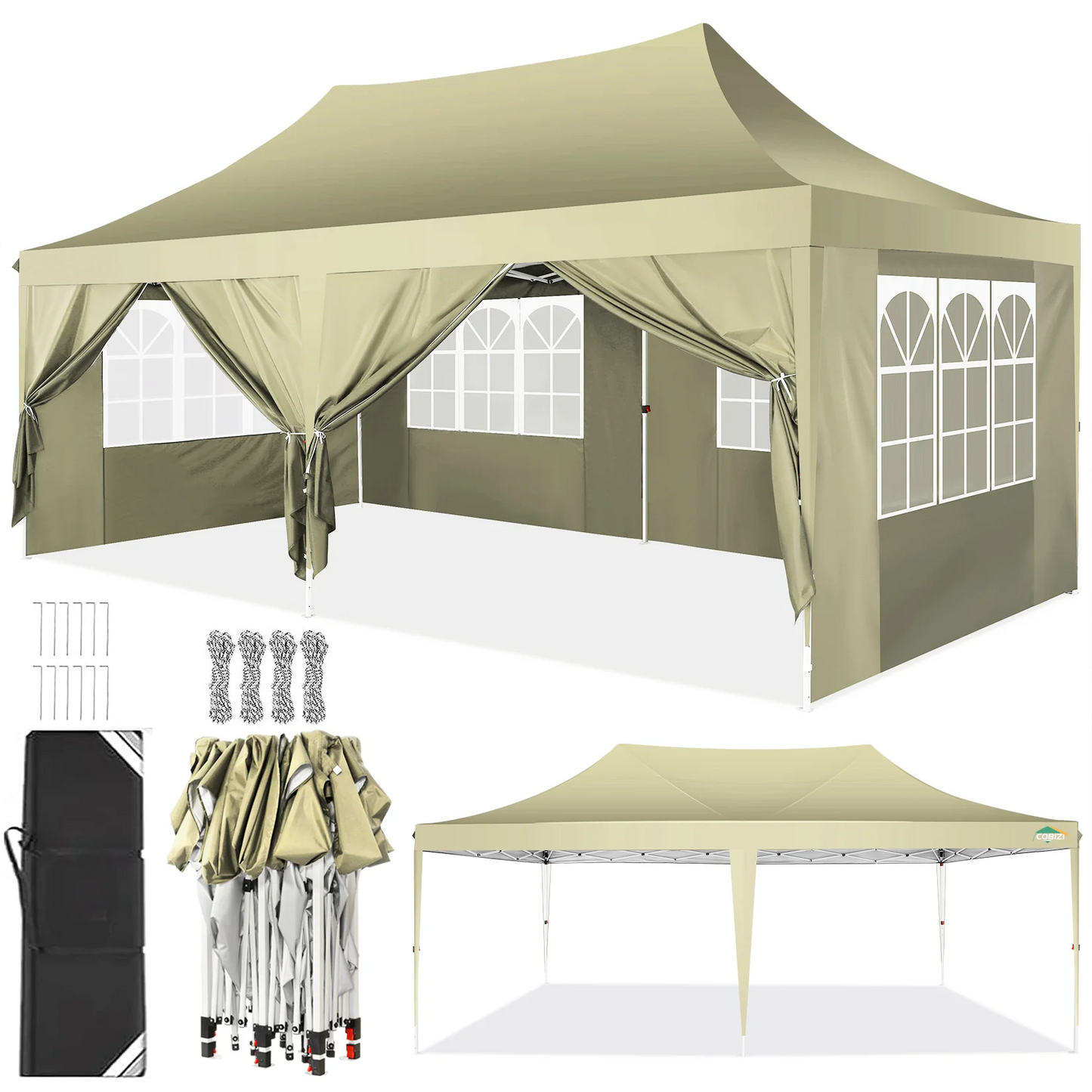 10x20ft Pop Up Gazebo Canopy for Outdoor Parties UV50 Waterproof