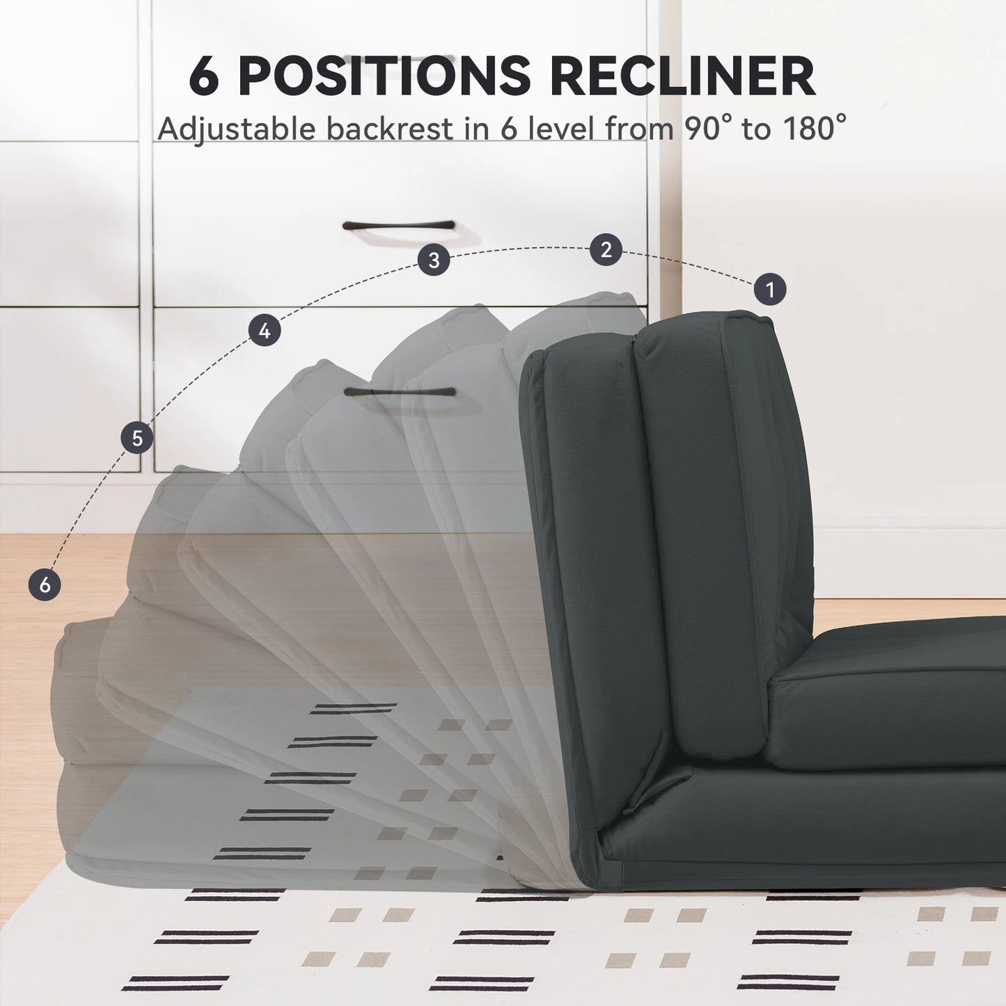 COMHOMA Folding Sofa Bed, Convertible Sleeper Chair, Fold Out Chair with Adjustable Backrest & Pillows for Living Room
