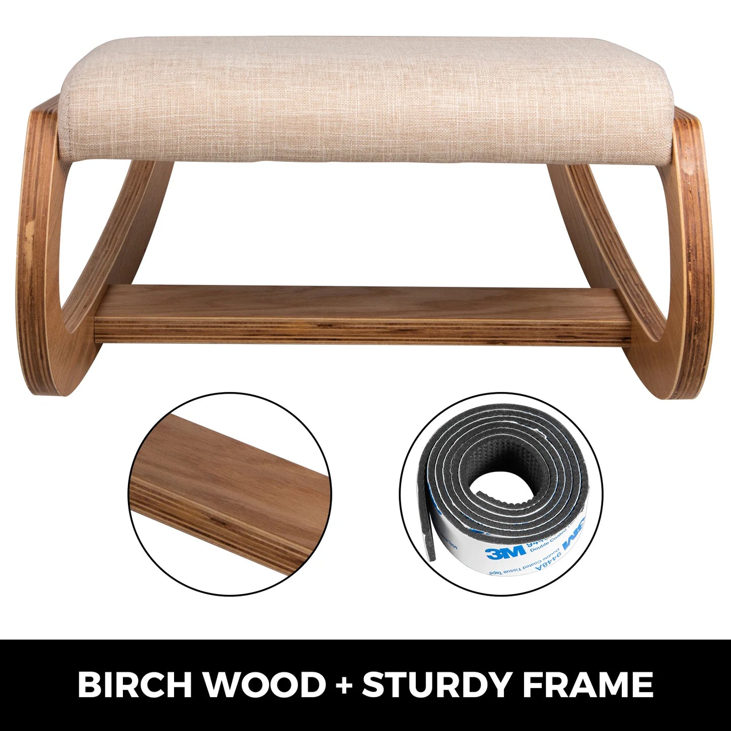 Ergonomic Wood Kneeling Chair Improves Posture With Cushion
