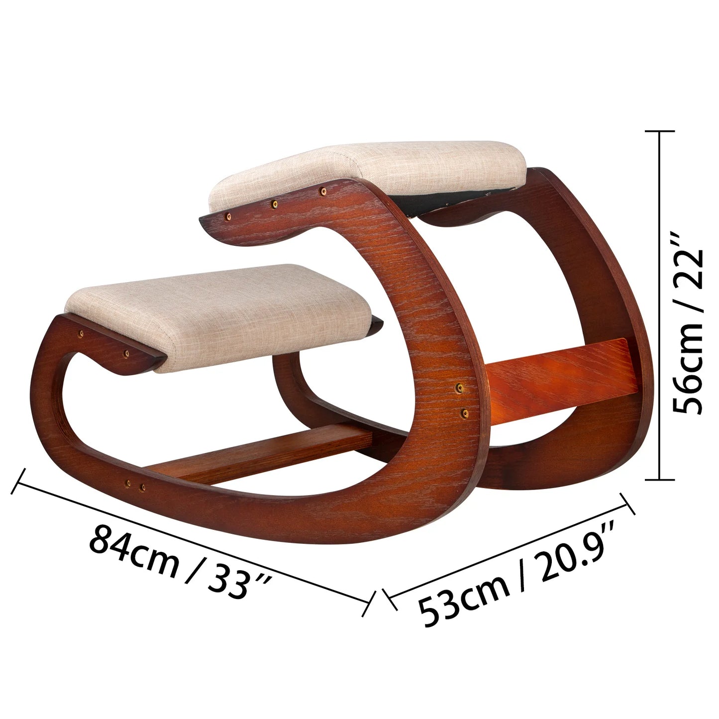 Ergonomic Wood Kneeling Chair Improves Posture With Cushion