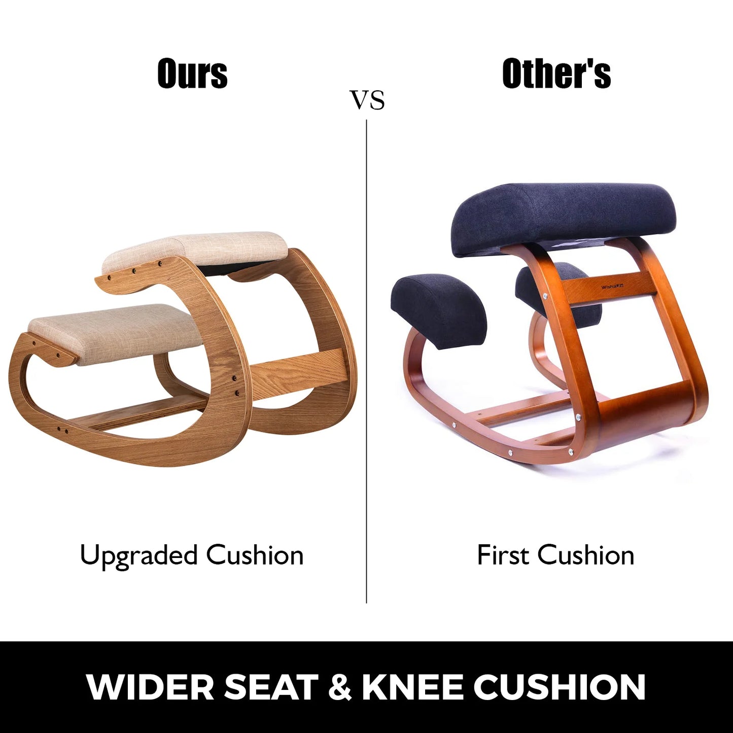 Ergonomic Wood Kneeling Chair Improves Posture With Cushion