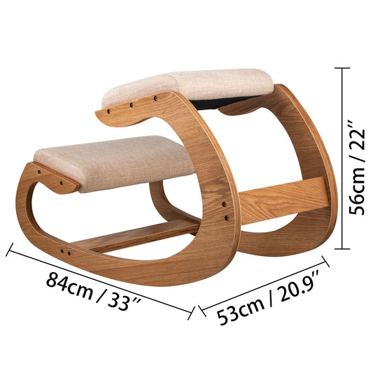 Ergonomic Wood Kneeling Chair Improves Posture With Cushion
