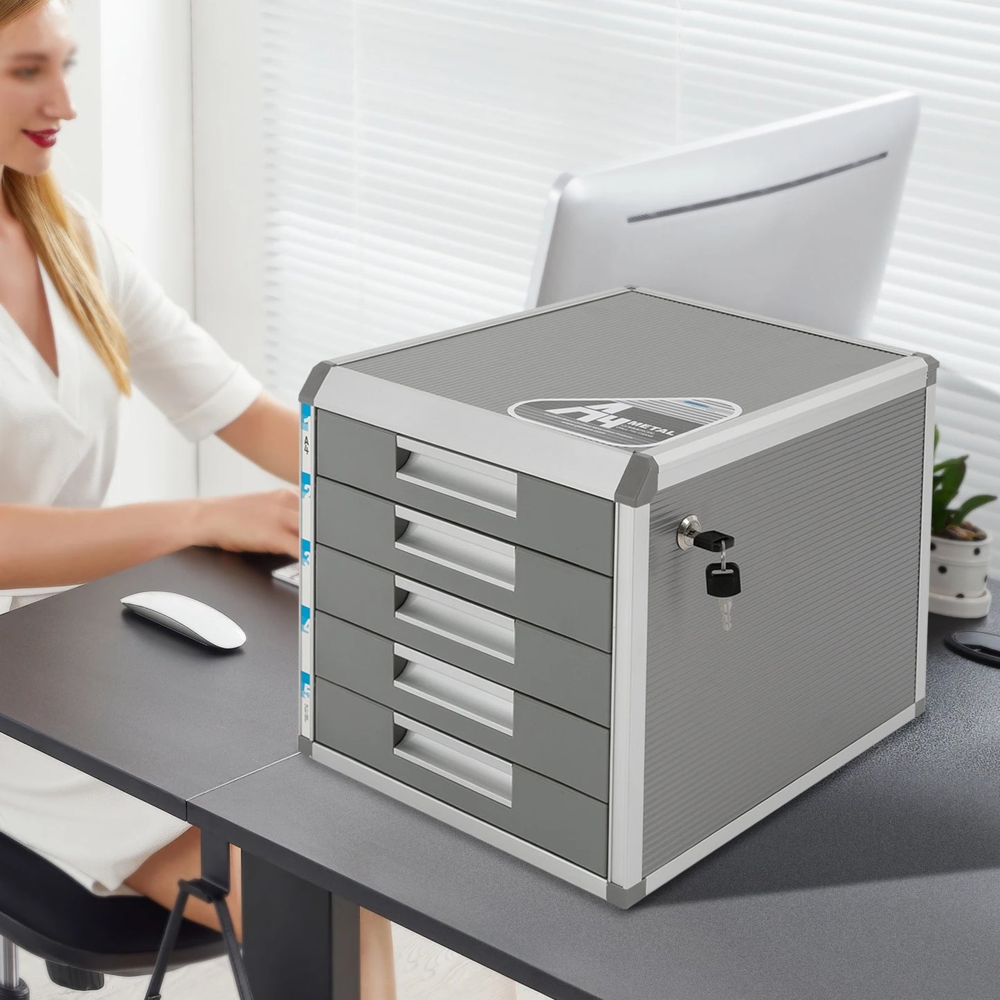 Locking File Cabinet With 5 Drawers For A4 Documents