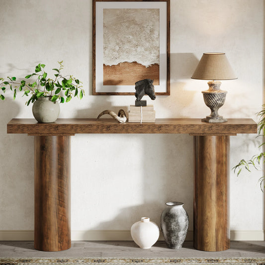 Tribesigns 63" Farmhouse Entryway Console Table, Narrow Long Sofa Table Behind Couch for Living Room, Hallway, Entrance, Foyer