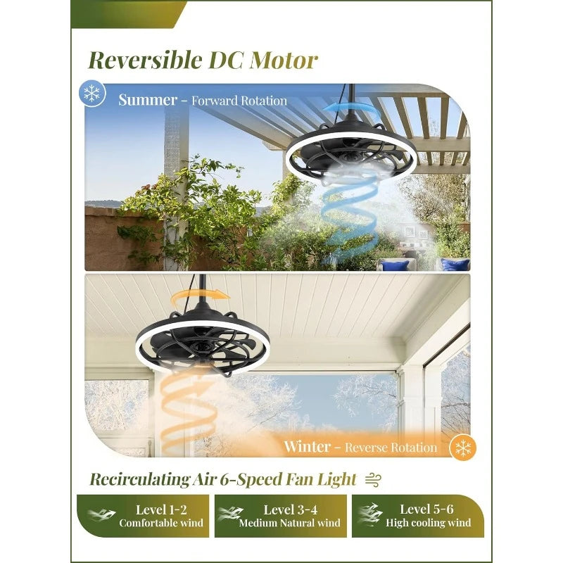 20 Inch Weatherproof Outdoor Ceiling Fan with Light and Remote Control