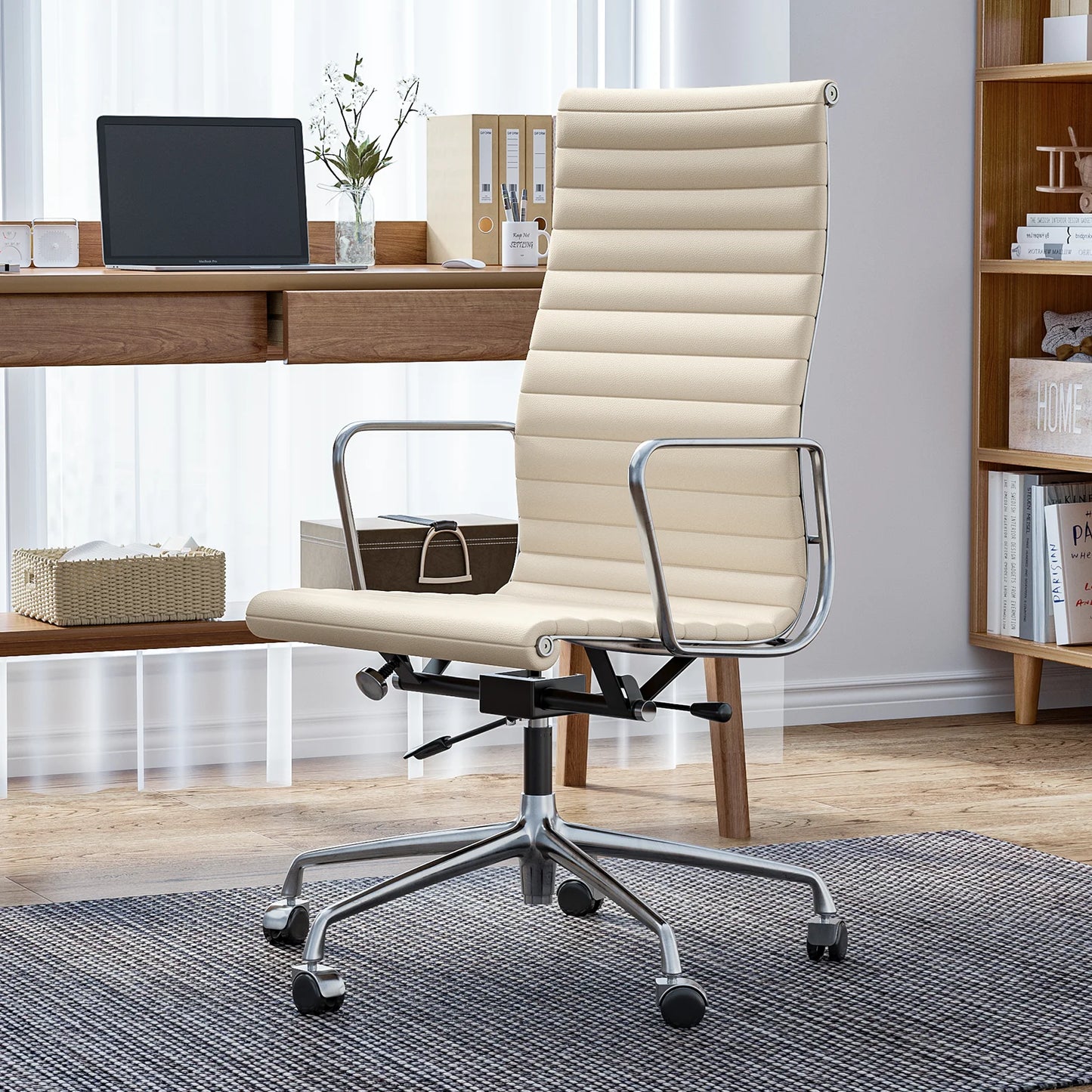 Ergonomic Leather Office Chair With Mid Back Support