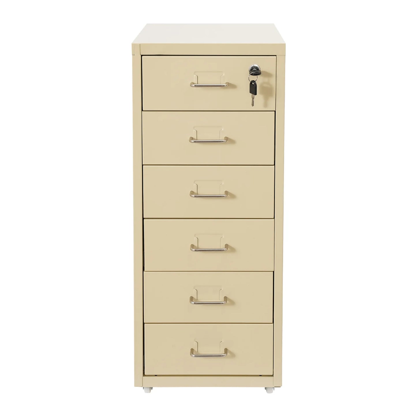 Lockable Rolling Metal File Cabinet Six Drawer With Wheels