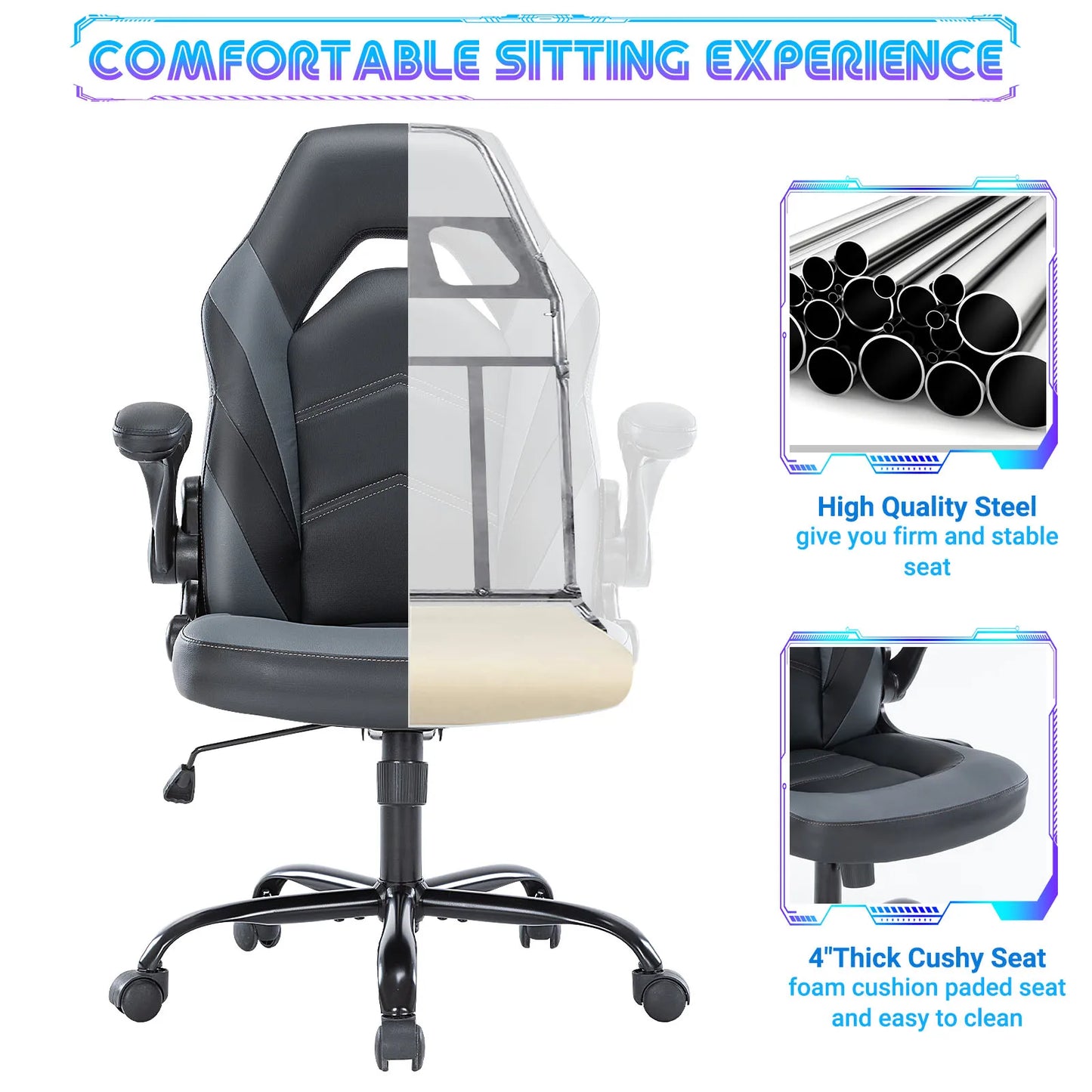 Ergonomic Office Chair Gaming Desk Chair Adjustable Armrests