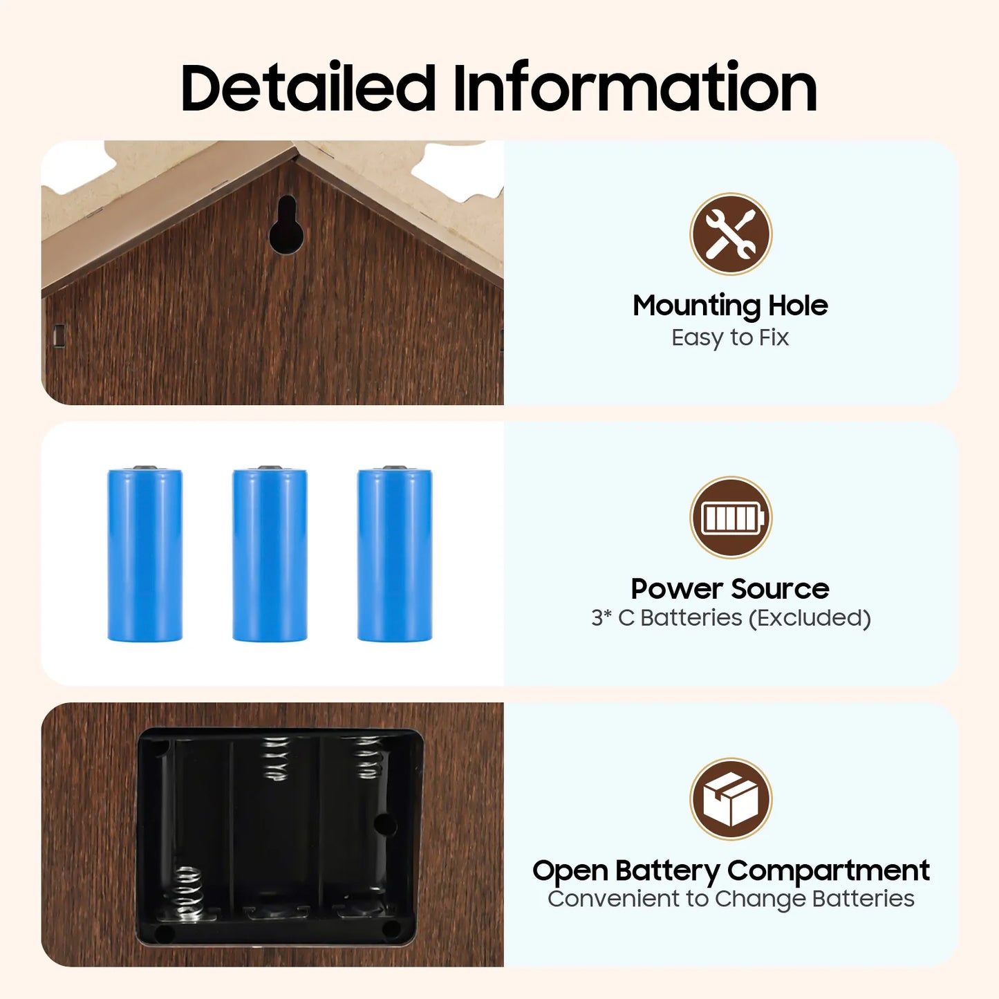 Wooden Cuckoo Clock with Pendulum Bird Automatic Chiming for Living Room Kitchen Office Wall Decor Silent Quartz Movement Home
