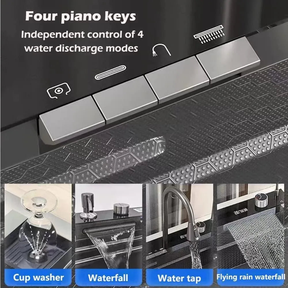 33x22 Inch Nano Black Kitchen Sink With Integrated Workstation