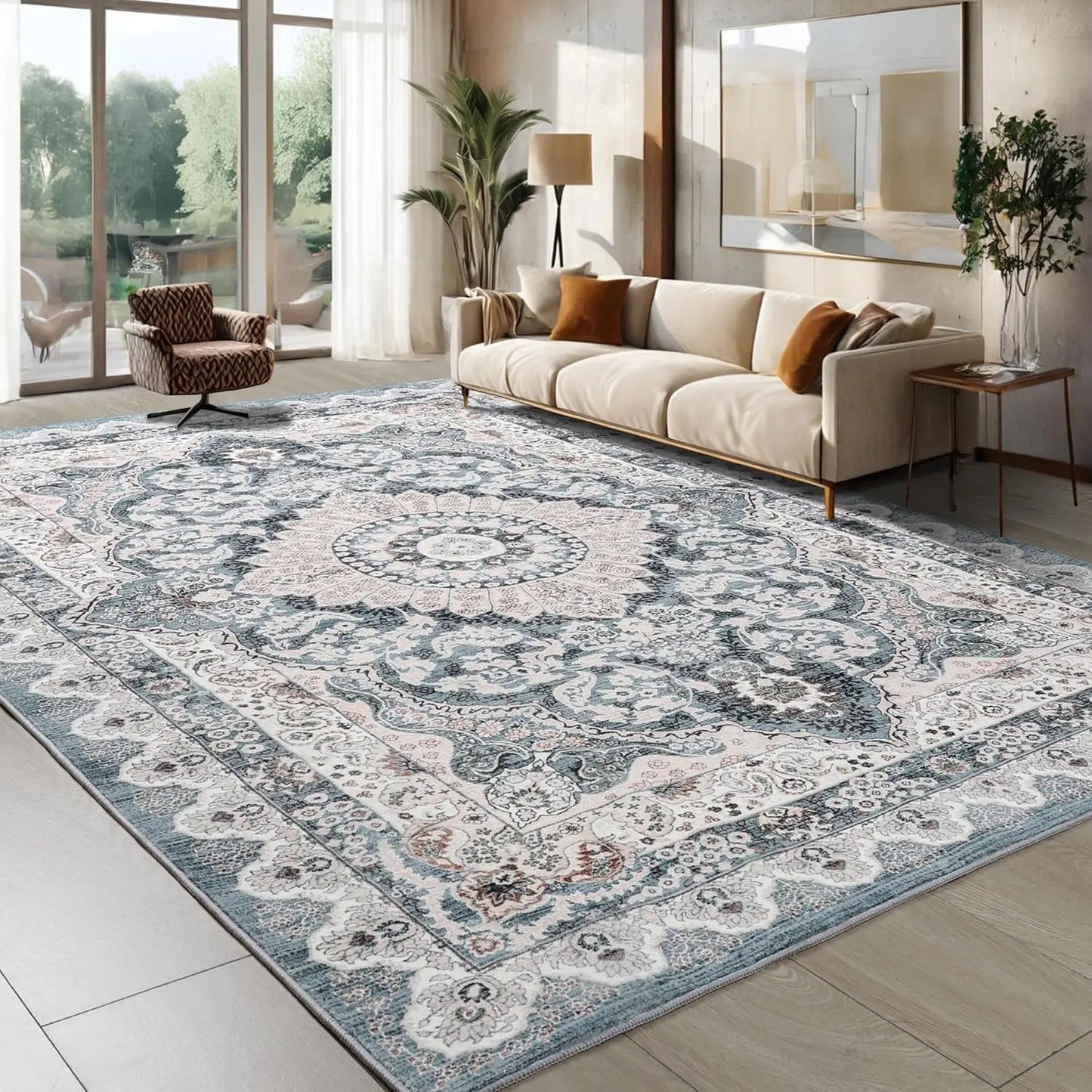 Machine Washable Area Rug For Living Room Non Slip