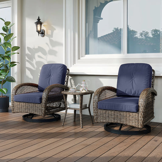 Hoomic 3 Piece Patio Furniture Set with Padded Cushions