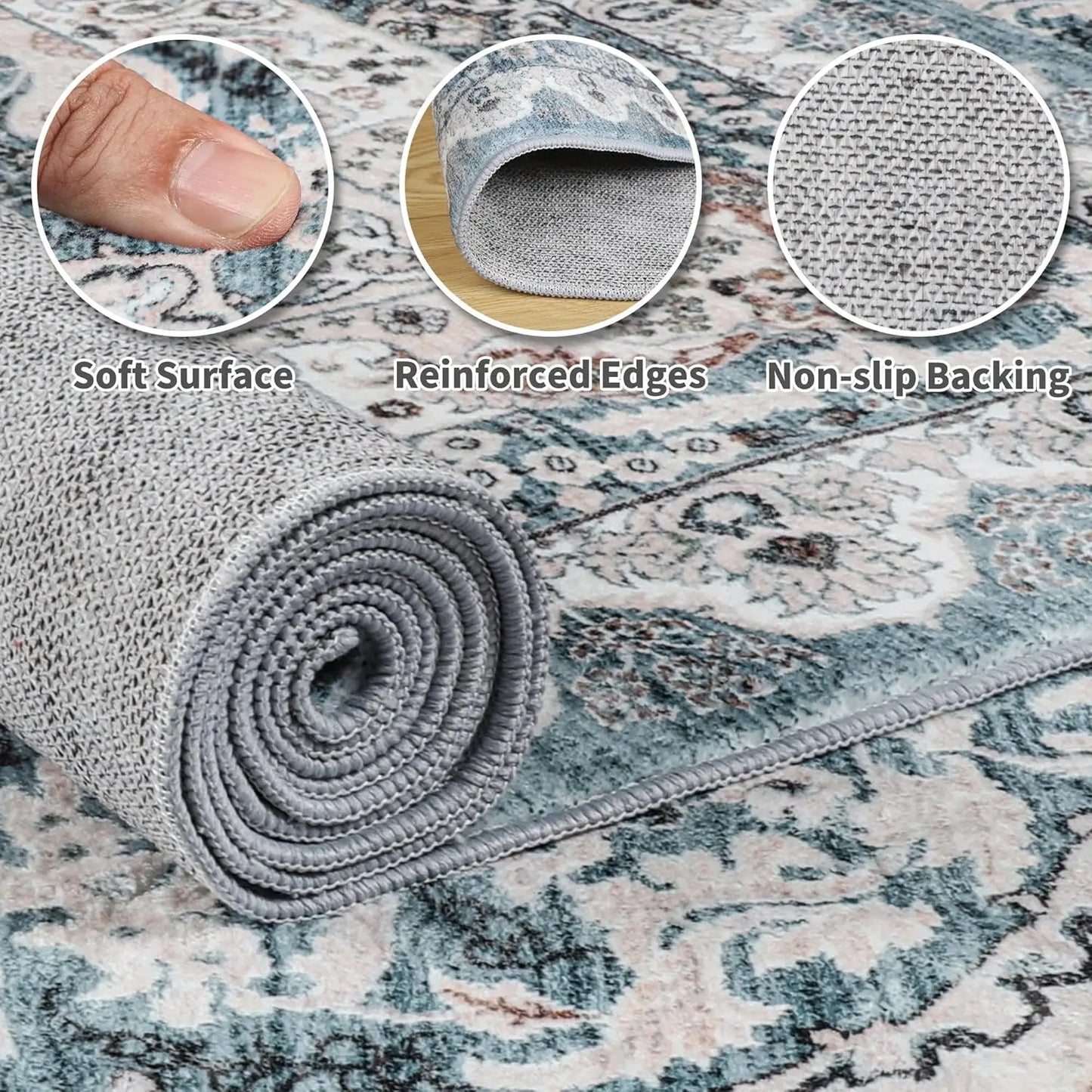 Machine Washable Area Rug For Living Room Non Slip