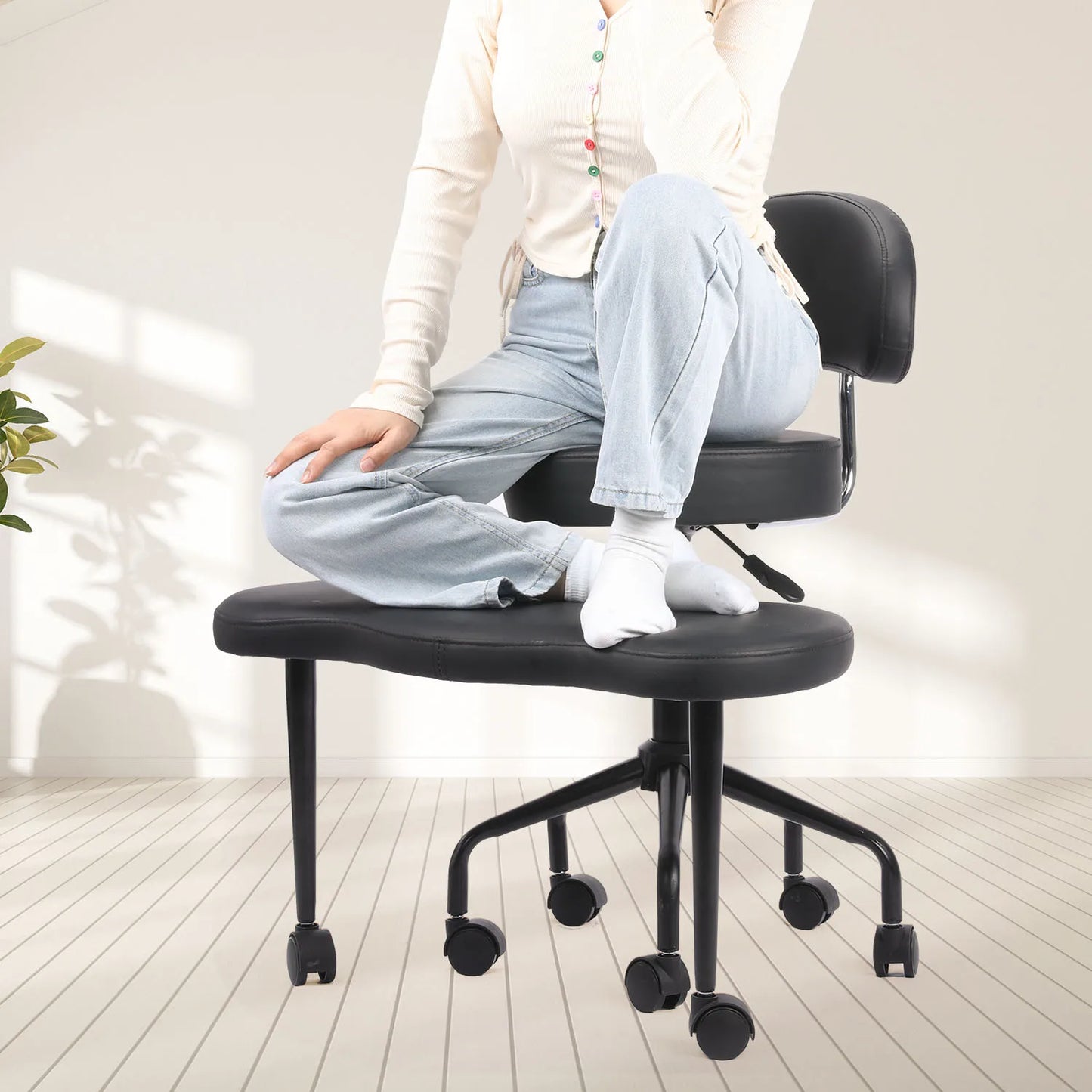 Lumbar Support Office Chair With Height Adjustment And Wheels