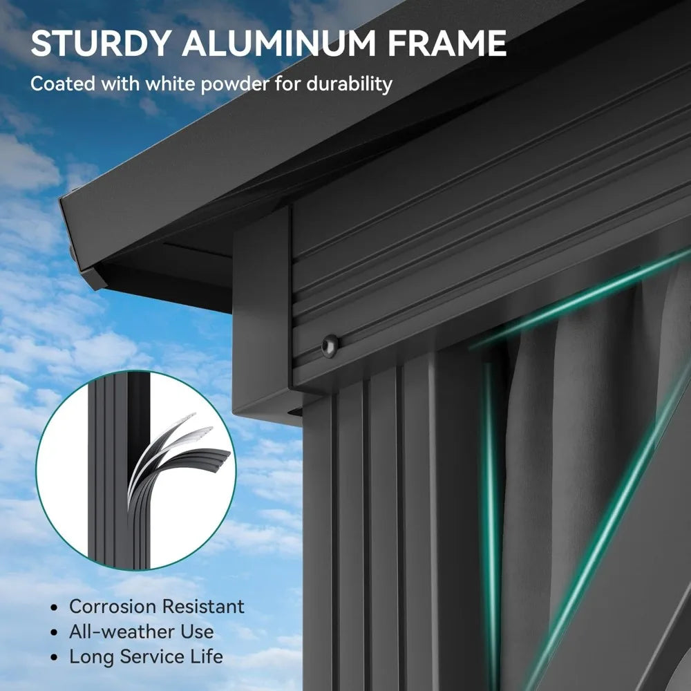 Hardtop Gazebo With Nettings Curtains Durable Shelter