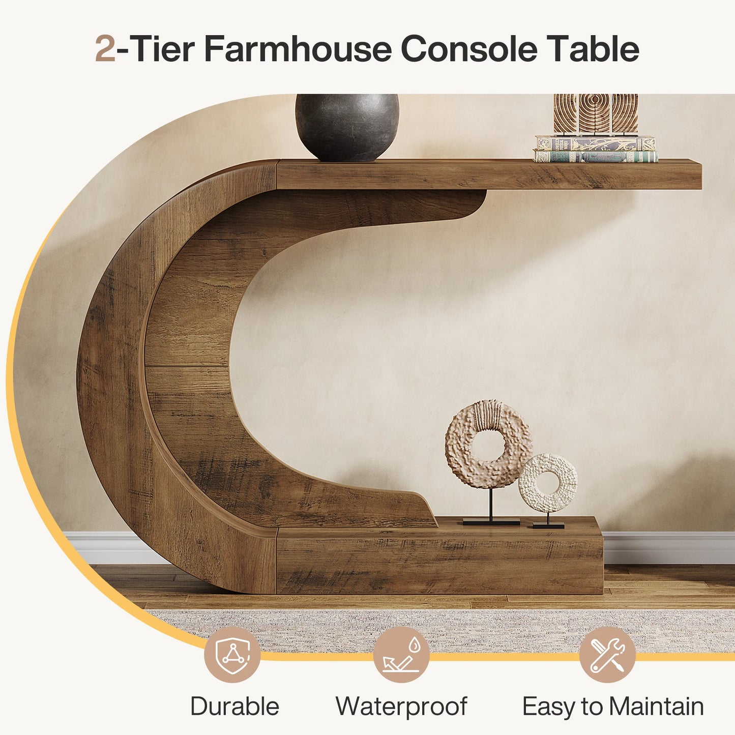 Mid Century Modern Console Table For Entryway With Storage