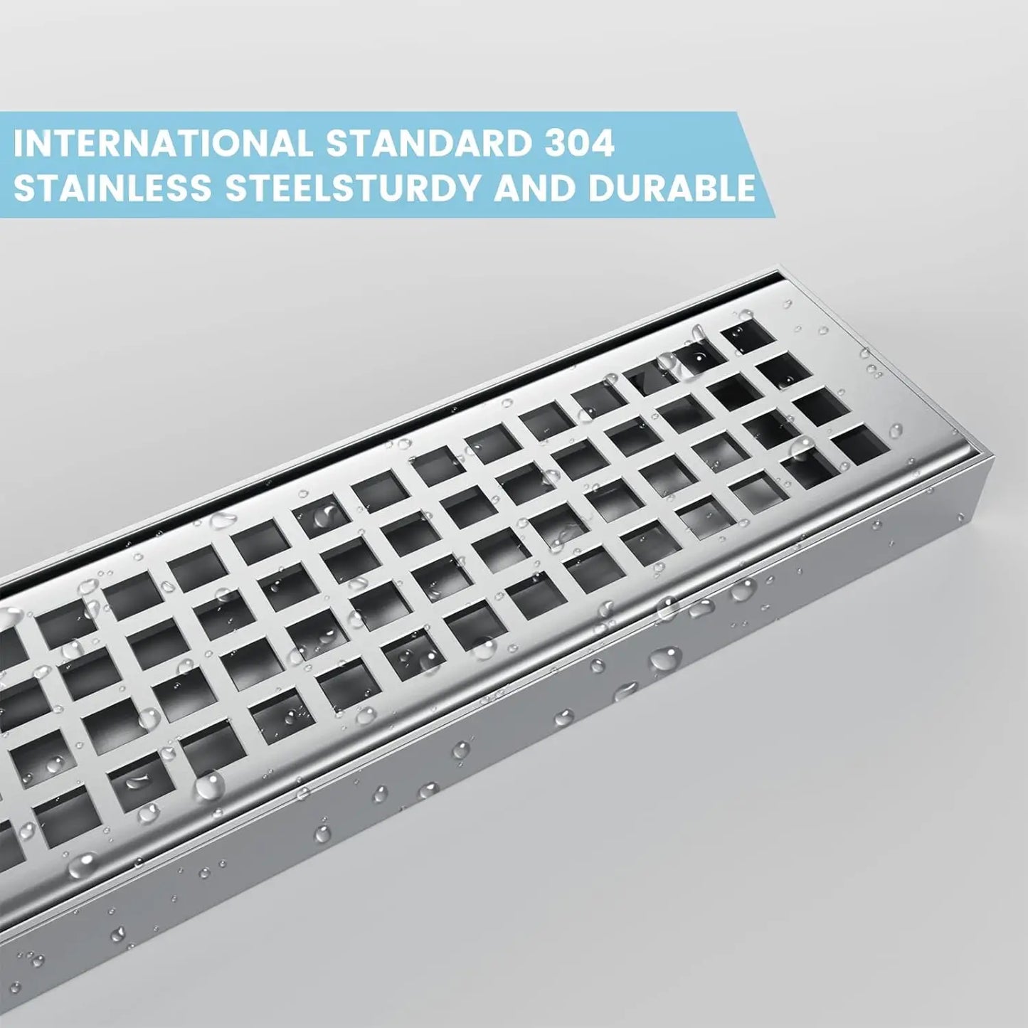 Removable Quadrato Pattern Shower Drain in Stainless Steel