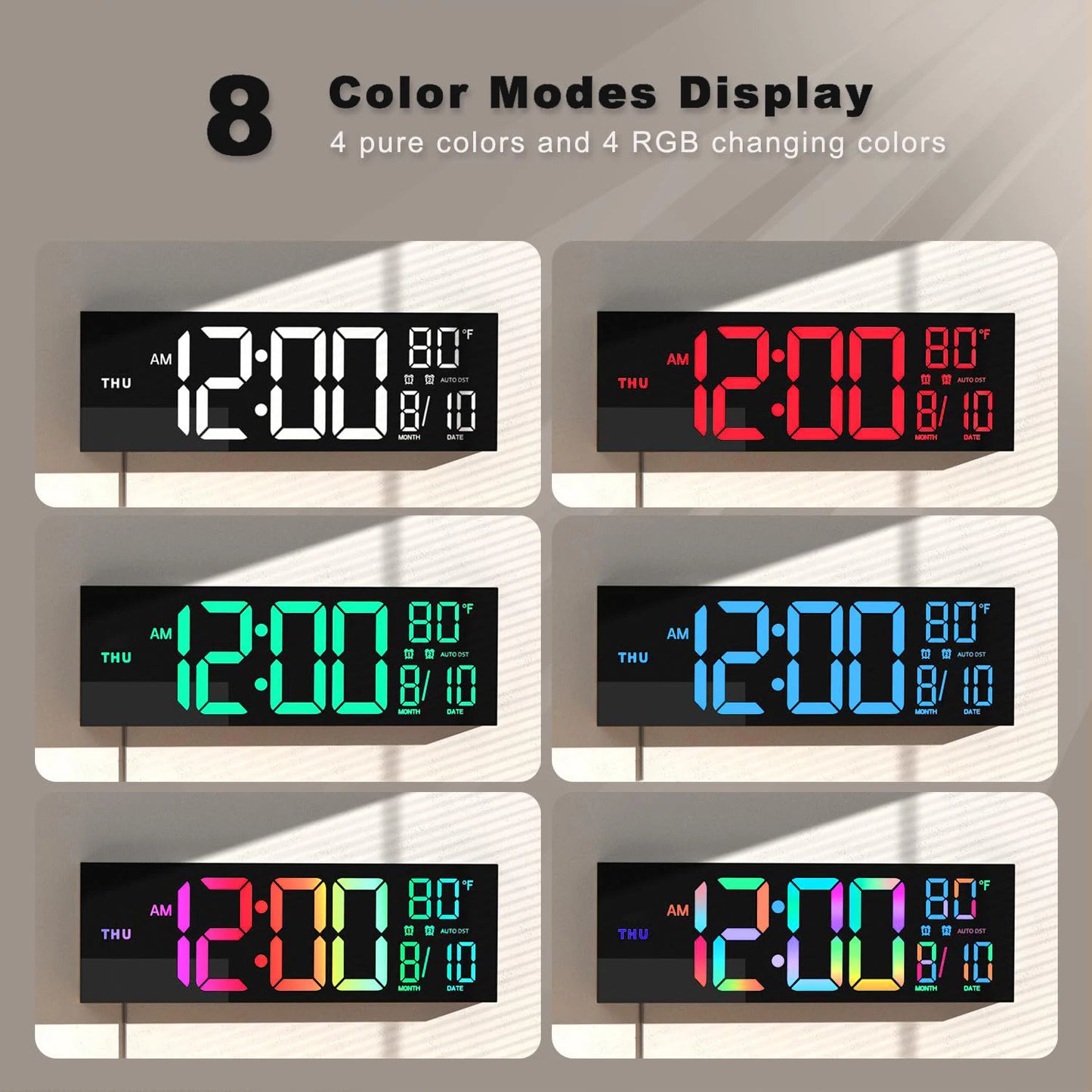16 Inch Digital Wall Clock With Led Display And Remote