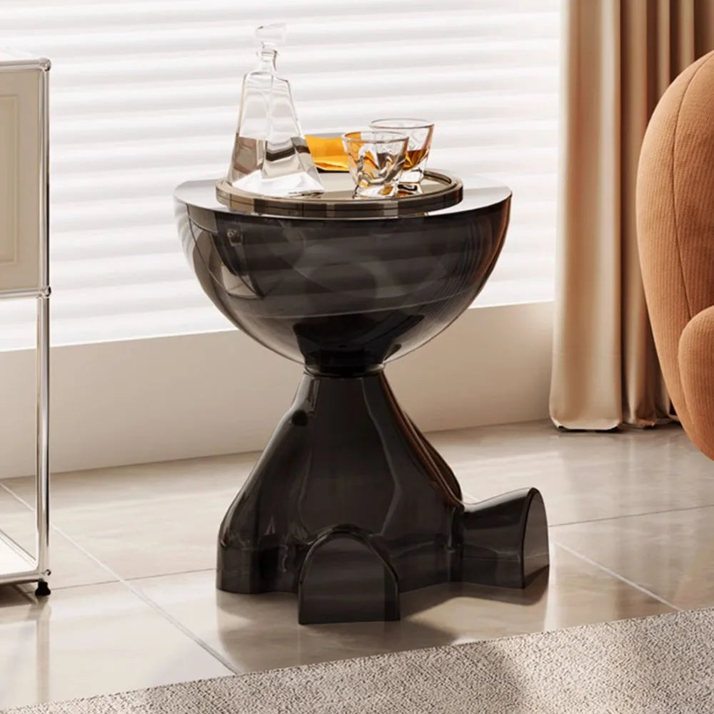 Cream Round Coffee Table With Space Saving Design Modern