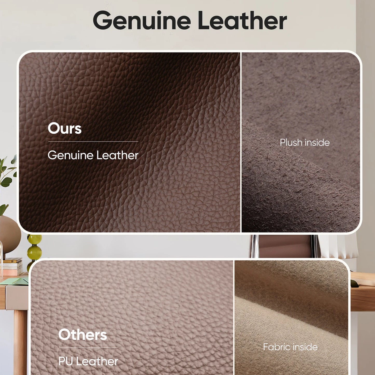 Low Back Brown Leather Office Chair Aluminum Frame Swivel