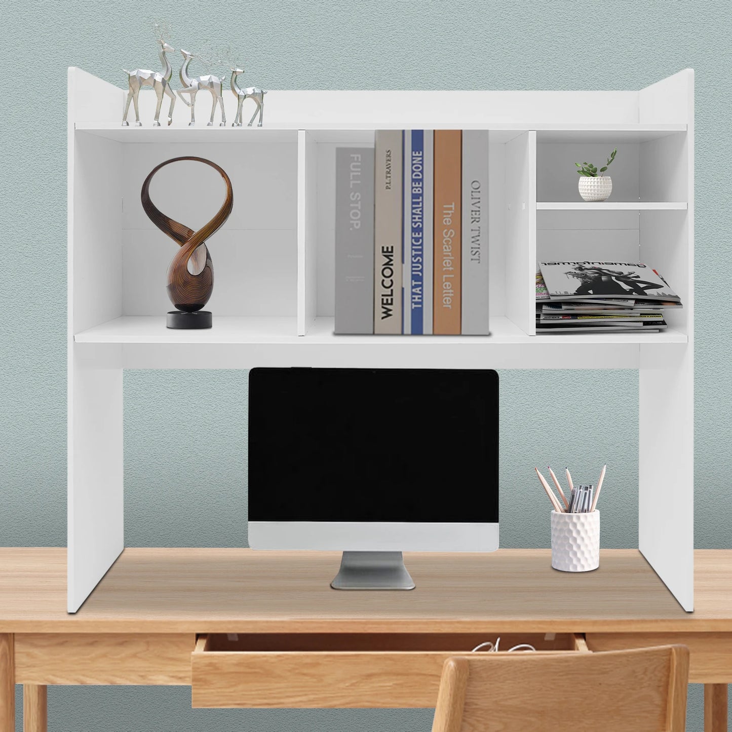 Desktop Organizer Impact-Resistant Office Storage Rack Easy to Clean Desktop Bookshelf for Kitchen/Bathroom/Workshop/Office