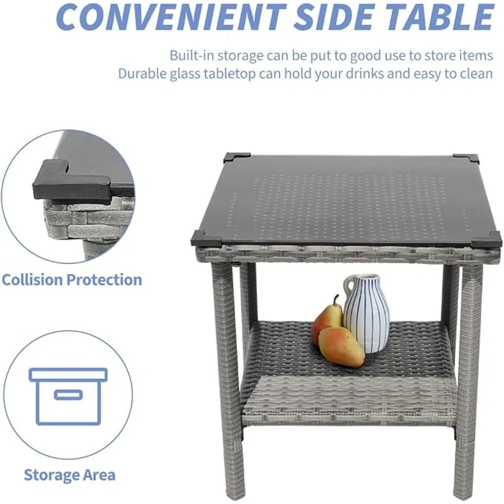 5 Piece Outdoor Wicker Patio Furniture Set with Cushions