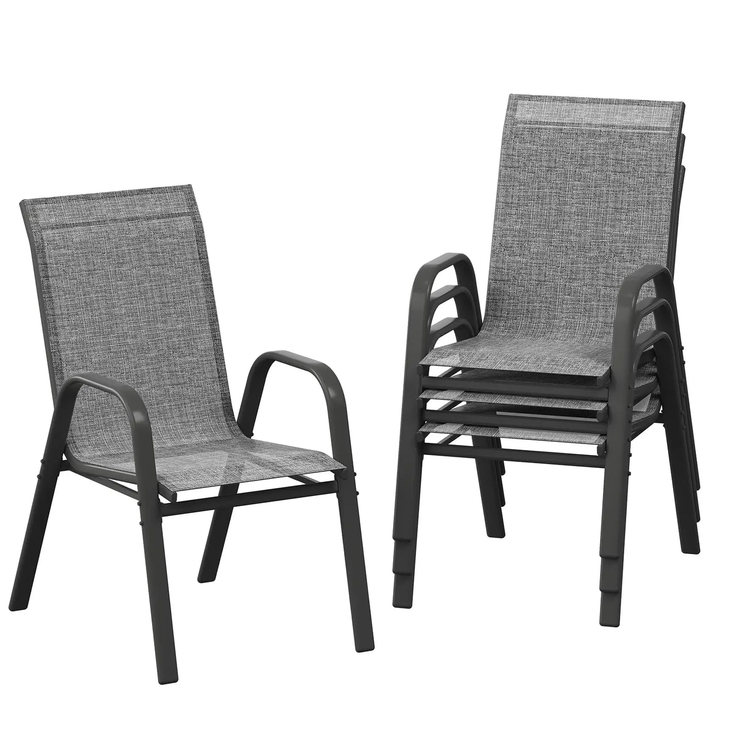 Set Of 4 Stackable Outdoor Patio Chairs, All-Weather Textilene High-Back Dining Chairs, 400lb Heavy-Duty Deck Chairs For Garden