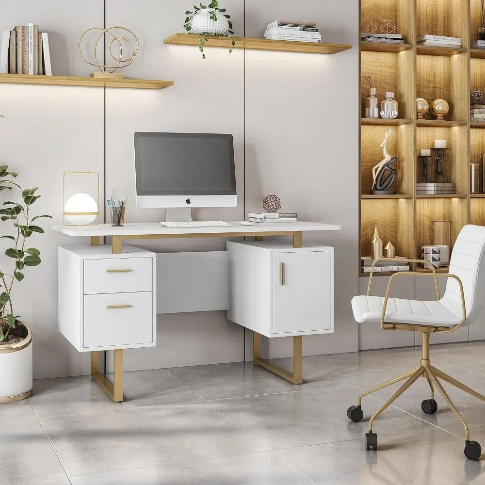 Modern Office Storage Drawers and Cabinet with Large Desktop Surface
