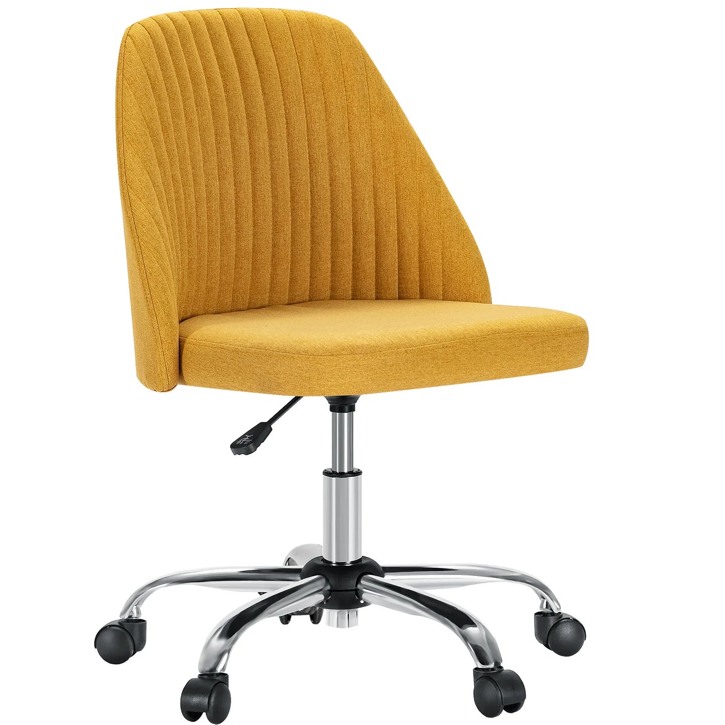 Armless Small Desk Chair With Wheels And Back Support