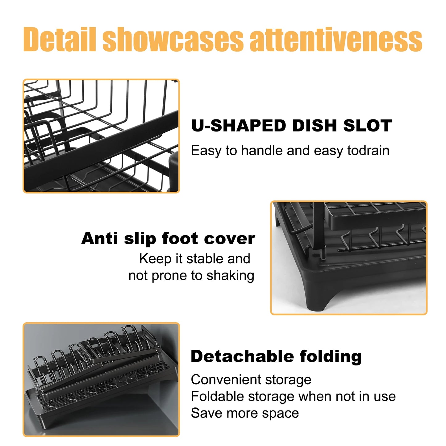 2 Tier Dish Racks for Kitchen Counter Dish Drying Rack with Dish Drainer, Durable Stainless Steel Dish Rack Drain Set with Uten