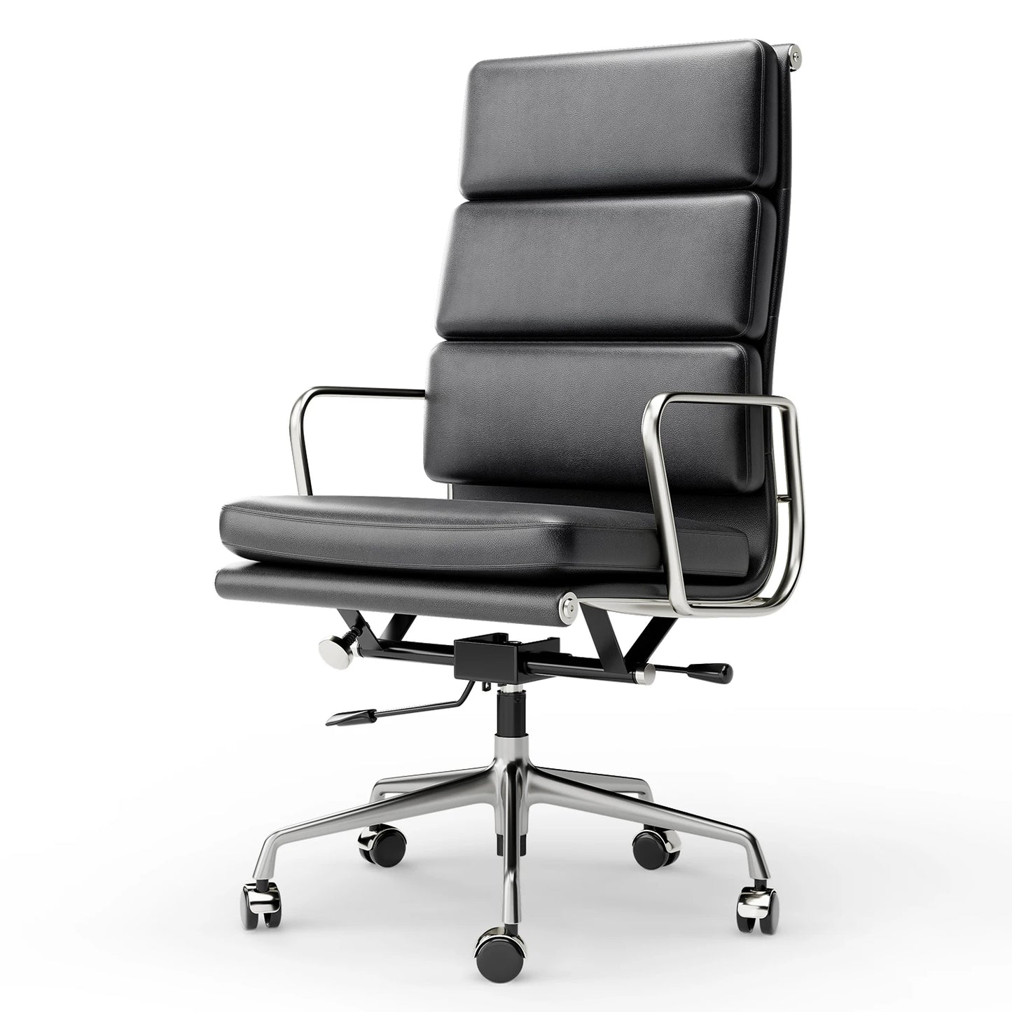Premium Leather Office Guest Chair With Wheels And Swivel