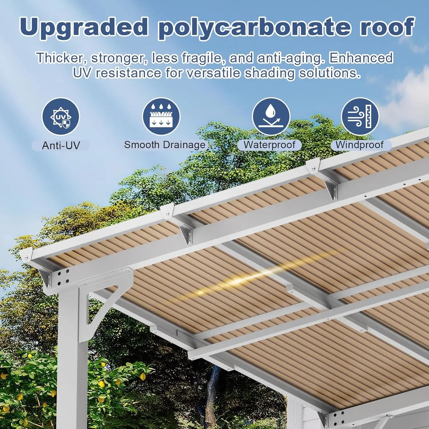 Wall Mounted Lean to Metal Awnings with Sloped Roof, Outdoor Patio Gazebo Awning for Backyard, Deck