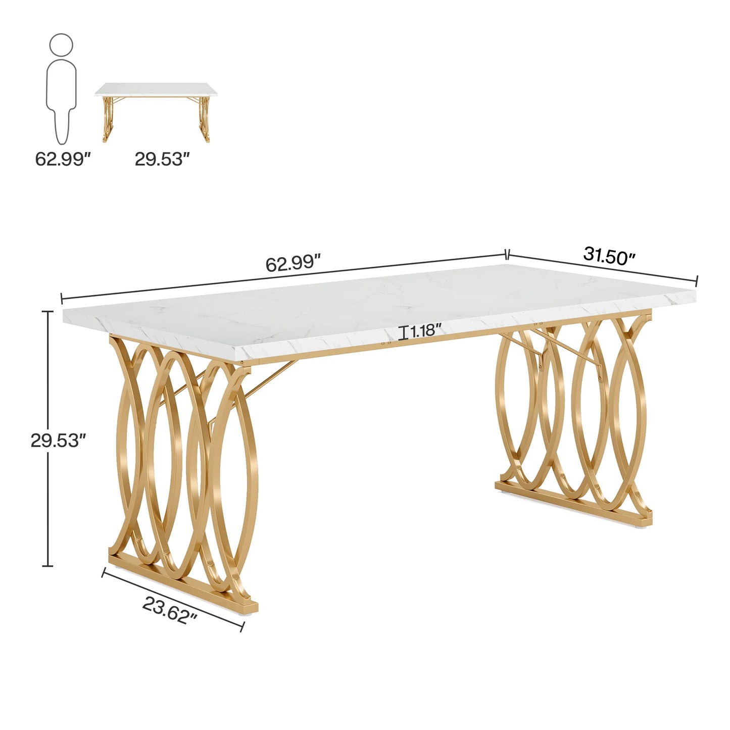 Executive Desk 63 Inch Spacious Computer Desk For Office