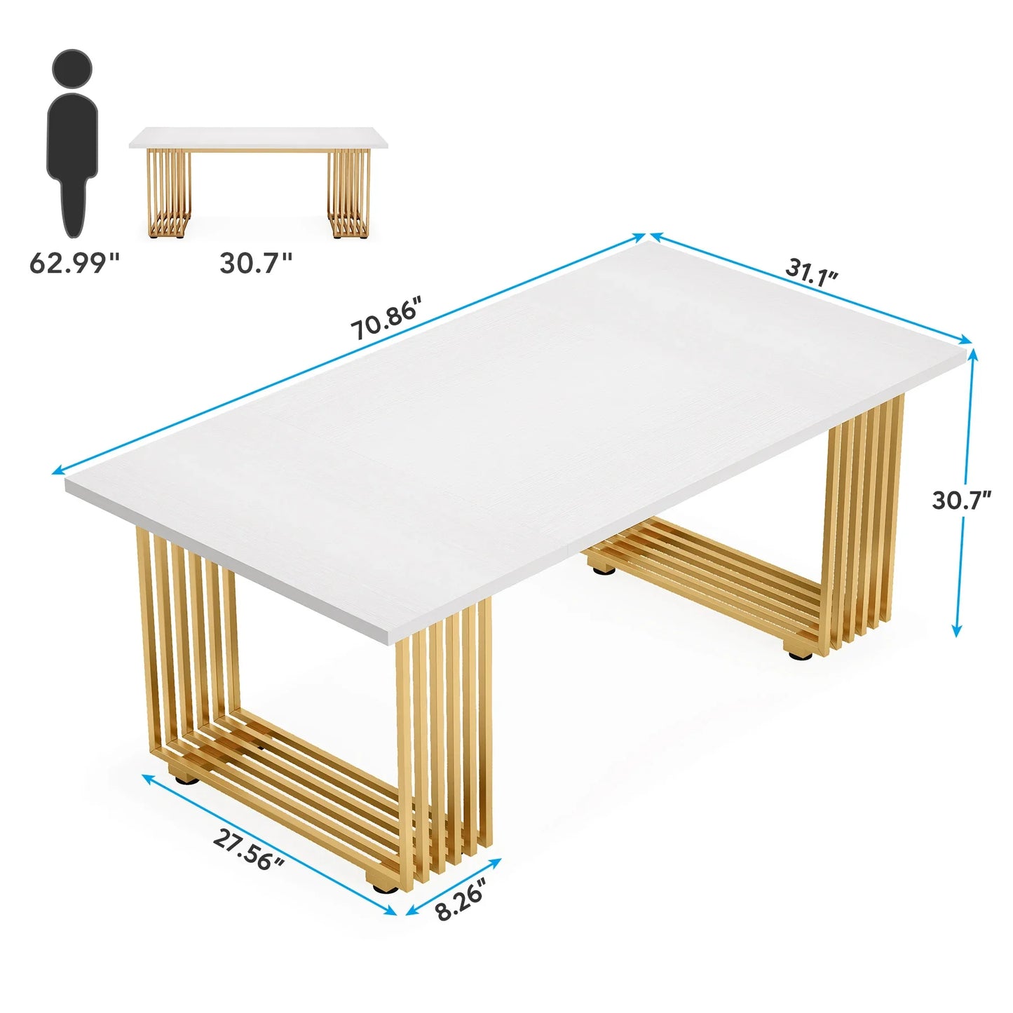 Tribesigns Modern Office Desk With Gold Metal Legs Premium