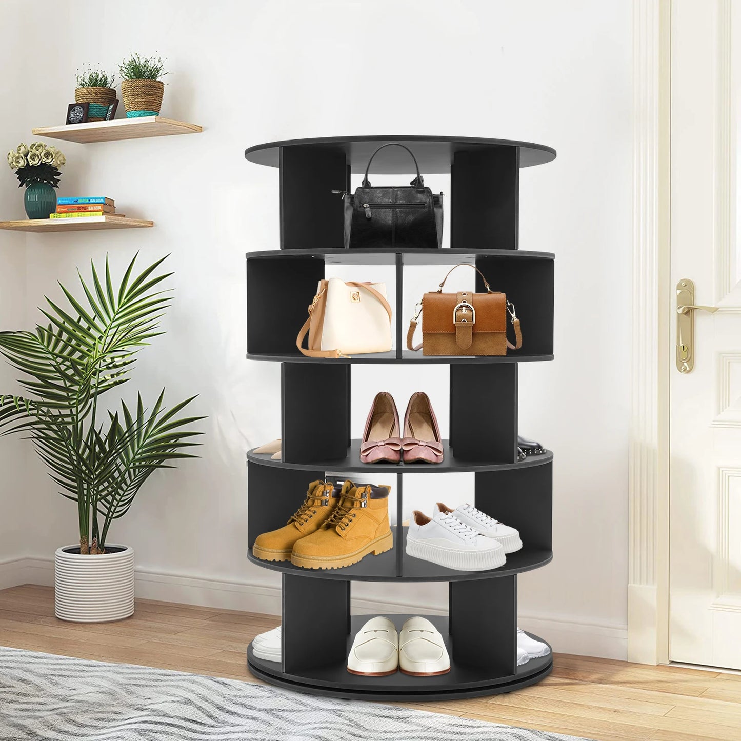 Rotating Shoe Rack Rust-Resistant Free Standing Shoe Rack Large Capacity Shoe Organizer Easy To Clean for Living Room/Bedroom