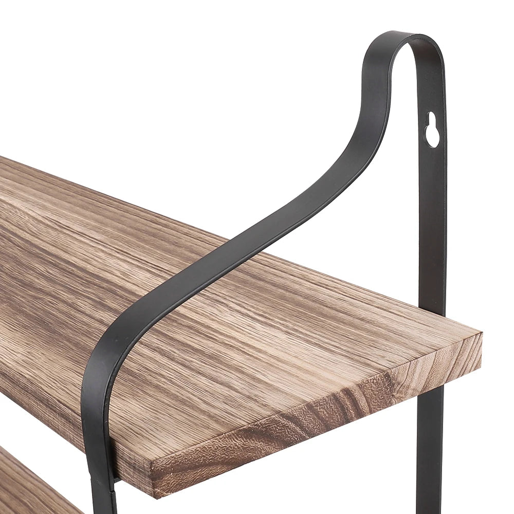 Rustic Industrial Pipe Wall Floating Shelf 2 Tier Storage