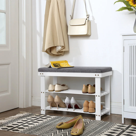 Bamboo 3 Tier Shoe Rack For Entryway Living Room Sturdy
