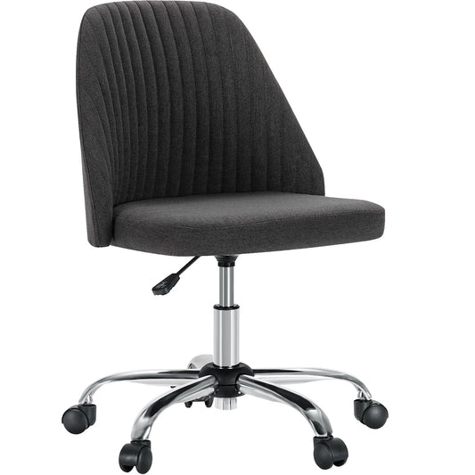 Armless Small Desk Chair With Wheels And Back Support