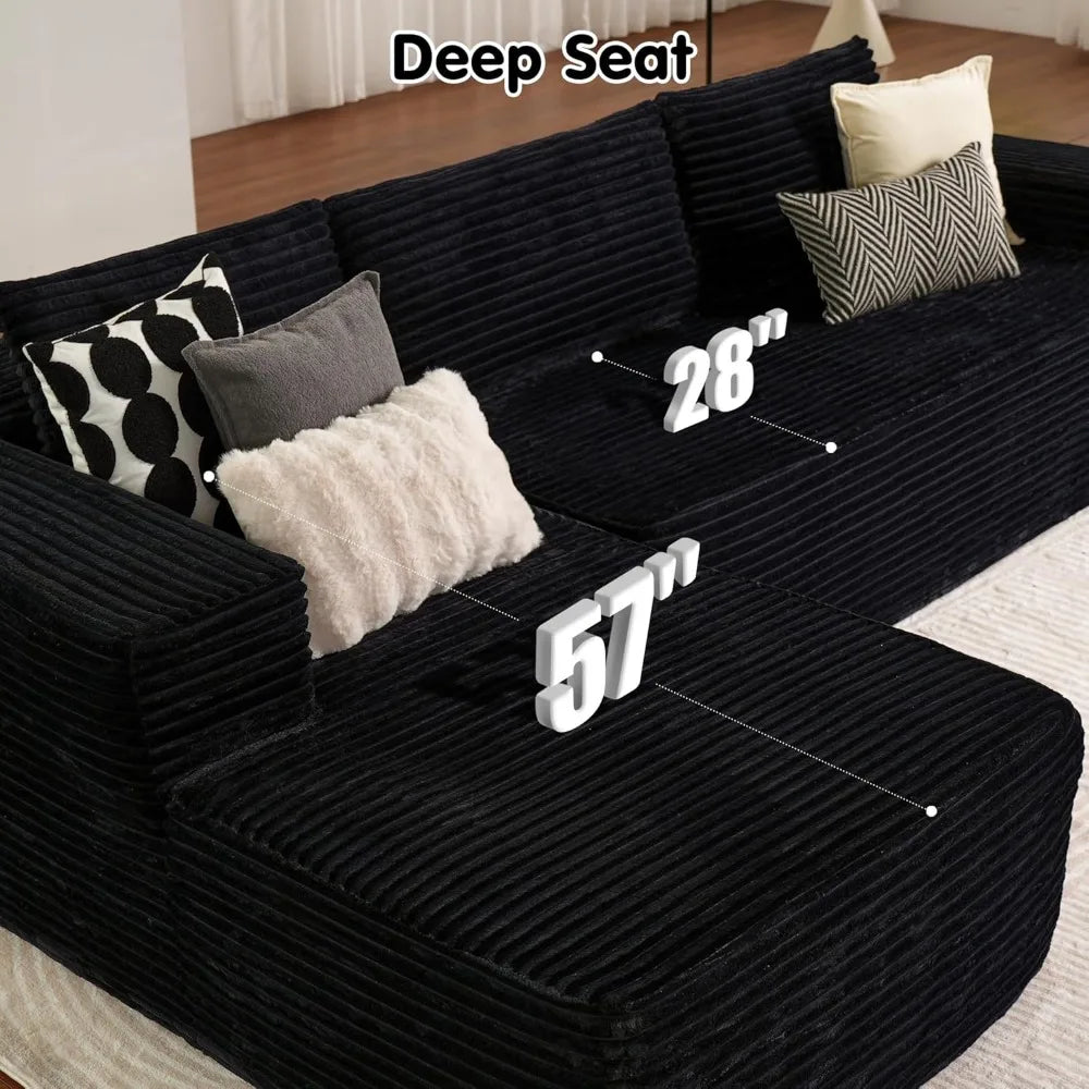 104" Cloud Sectional Couch with L-Shape Chaise,Modern Modular Sofa with Deep Seat, Upholstered Couches for Living Room Bedroom,