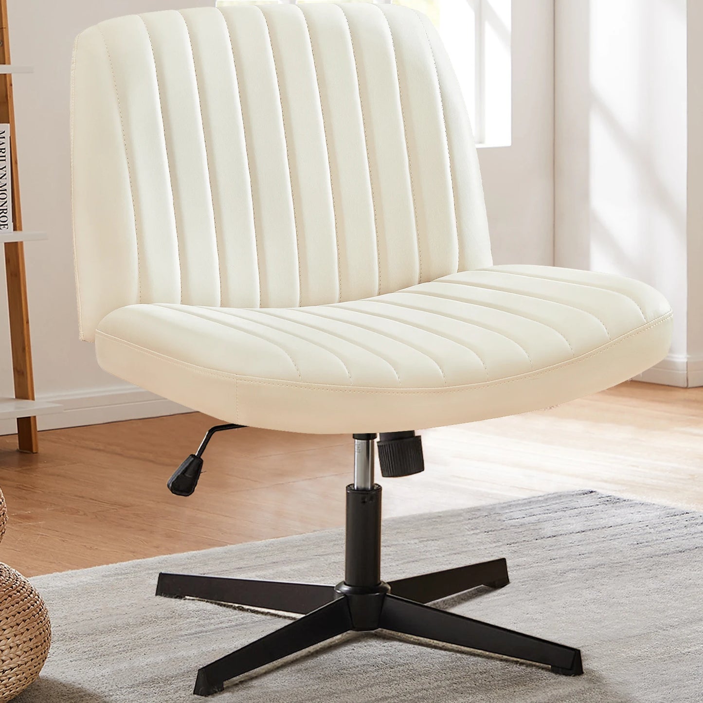 Cross Legged Office Chair With Wide Desk Adjustable Swivel