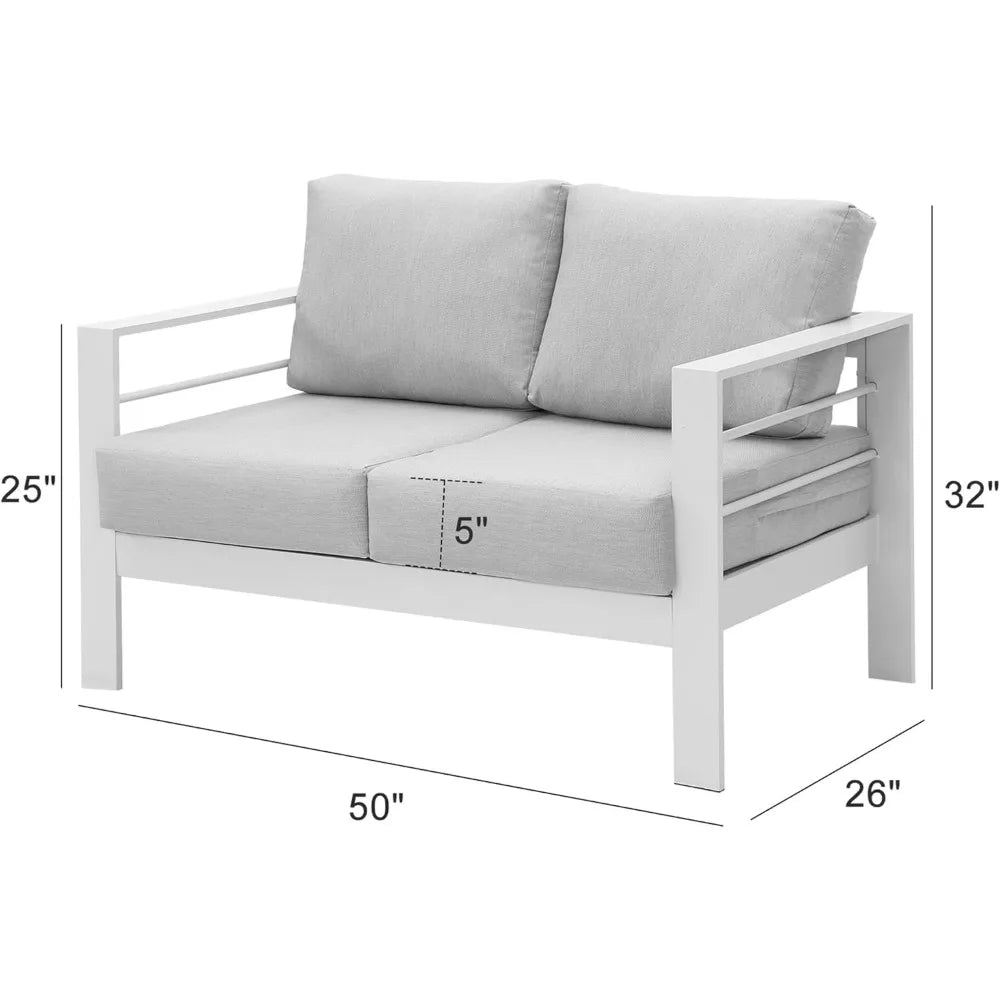 All-Weather Outdoor Aluminum Sofa Set - Premium 3-Seater Patio Couch with Comfortable Cushions