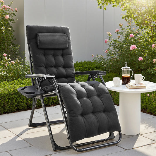Zero Gravity Recliner Outdoor Lounge Chair With Cup Holder