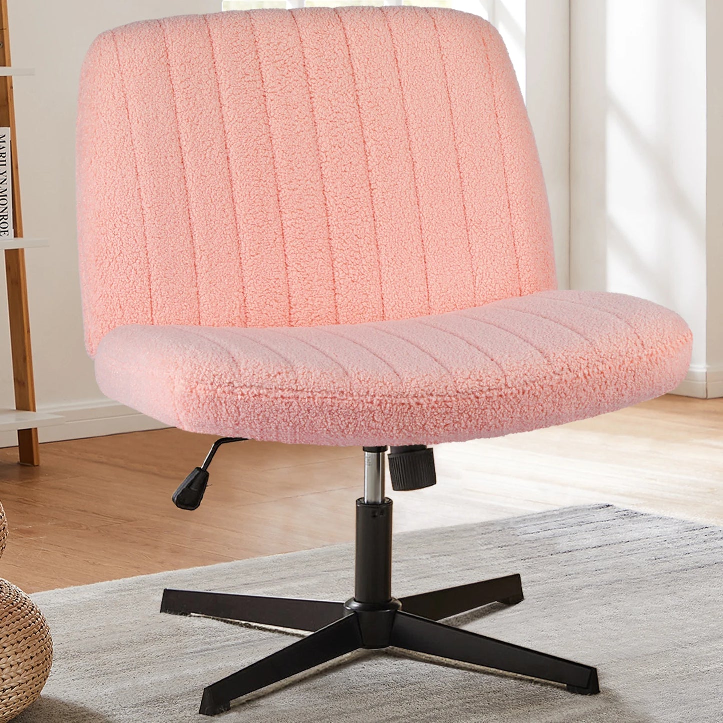 Cross Legged Office Chair With Wide Desk Adjustable Swivel