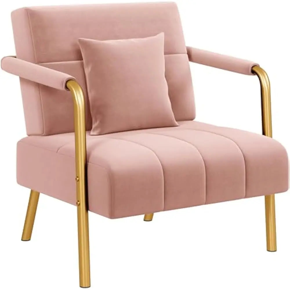 Luxurious Velvet Sofa with Gold-Tone Metal Arms and Legs
