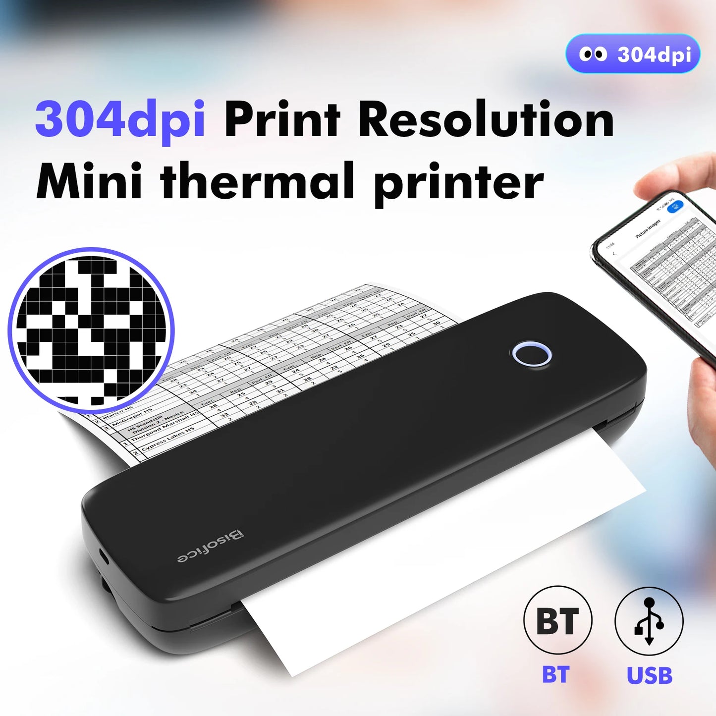 A4 Portable Thermal Transfer Printer Wireless USB Office