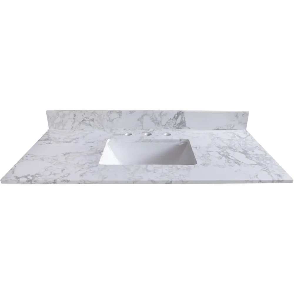 49 Inch Engineered Stone Vanity Top With Double Undermount Sink