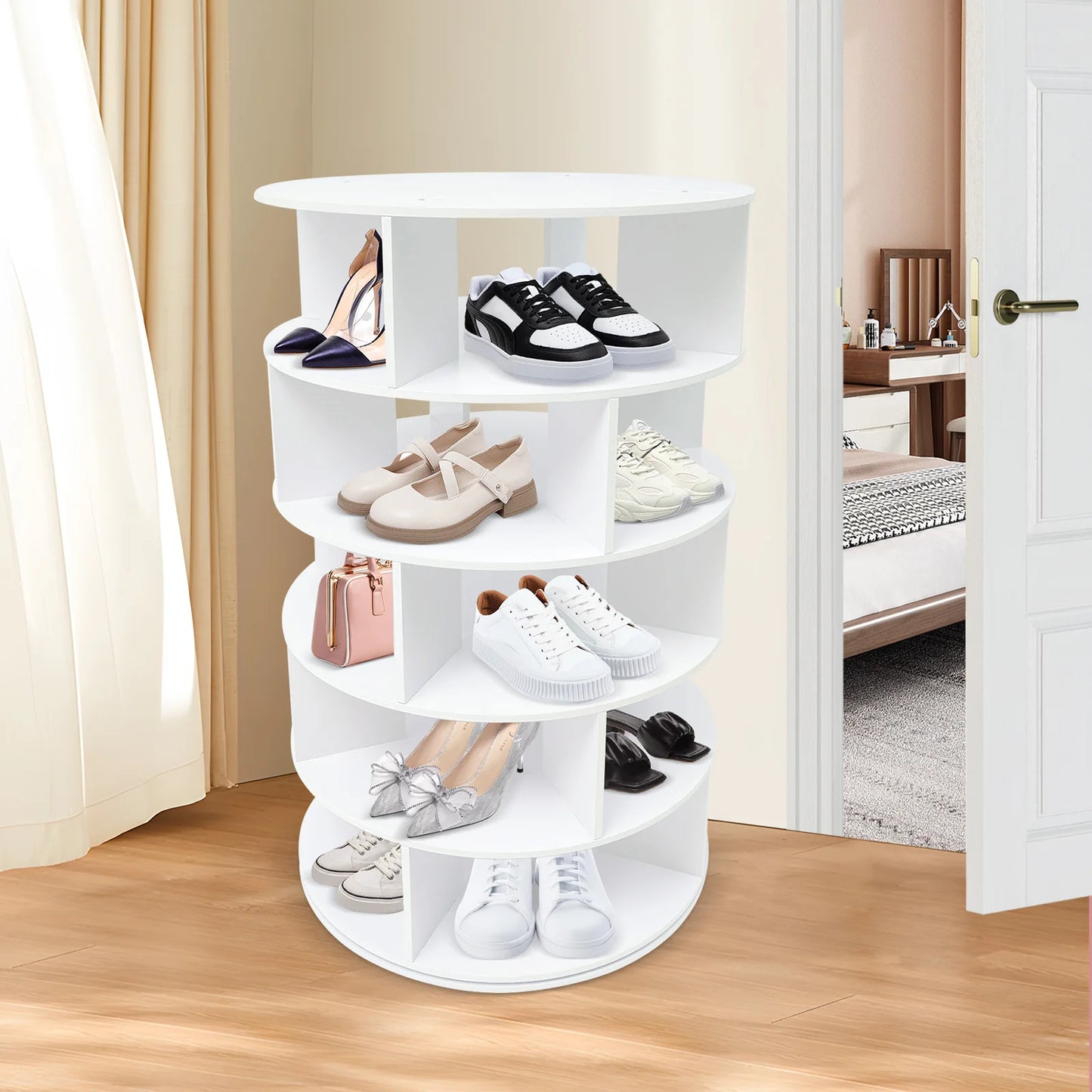 Rotating Shoe Rack Rust-Resistant Free Standing Shoe Rack Large Capacity Shoe Organizer Easy To Clean for Living Room/Bedroom