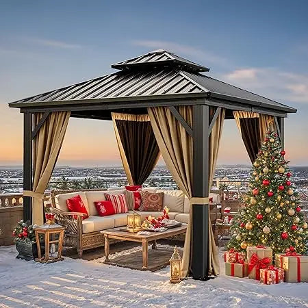 Hardtop Gazebo With Nettings Curtains Durable Shelter